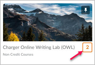 Online Campus - My Home page with course update indicator highlighted