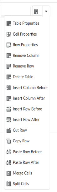 Table Properties