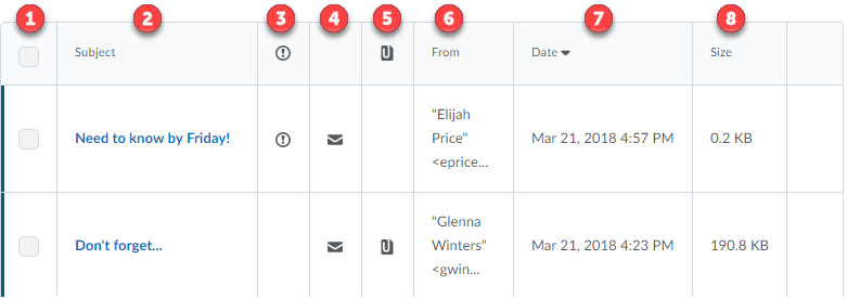 Email Grid Area