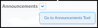 Announcements tool menu